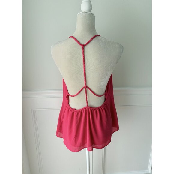 Naked Zebra Braided Back Bright Pink Lined Tank Top M - Picture 4 of 6